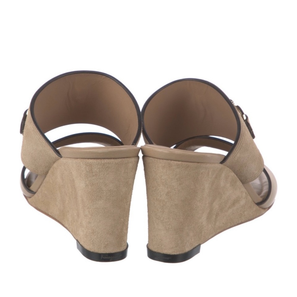 Salvatore Ferragamo Tan Wedge Sandals with Slip-On Design - Picture 3 of 9